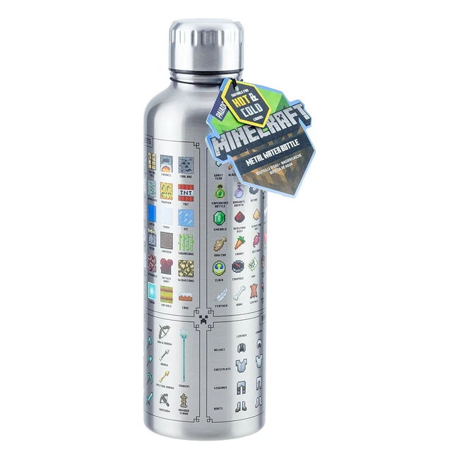 Paladone Minecraft Metal Water Bottle - Doublewalled Stainless Steel 500ml - Off