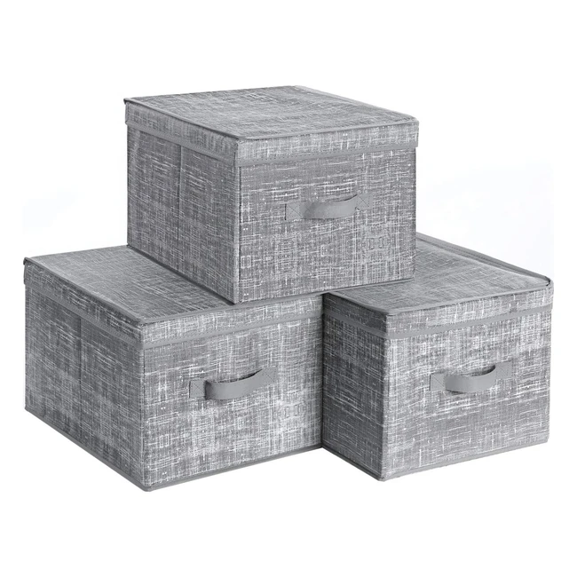 Songmics Set of 3 Foldable Storage Boxes Fabric Cubes Label Holders 30 x 40 x 25