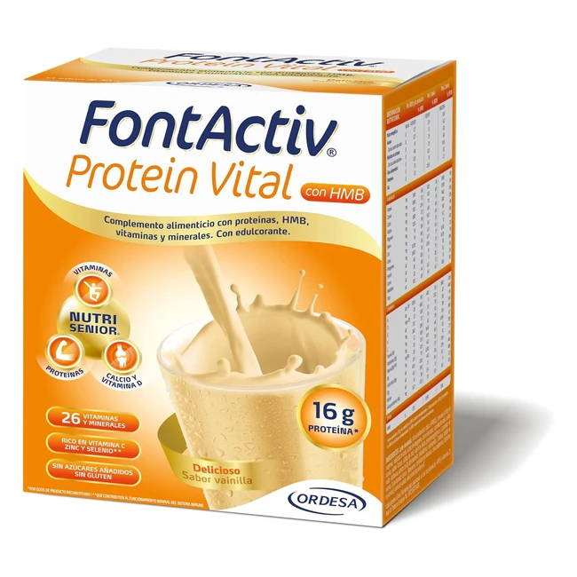 Fontactiv Protein Vital Vainilla 14 Sobres - Complemento Alimenticio HMB Vitaminas Minerales