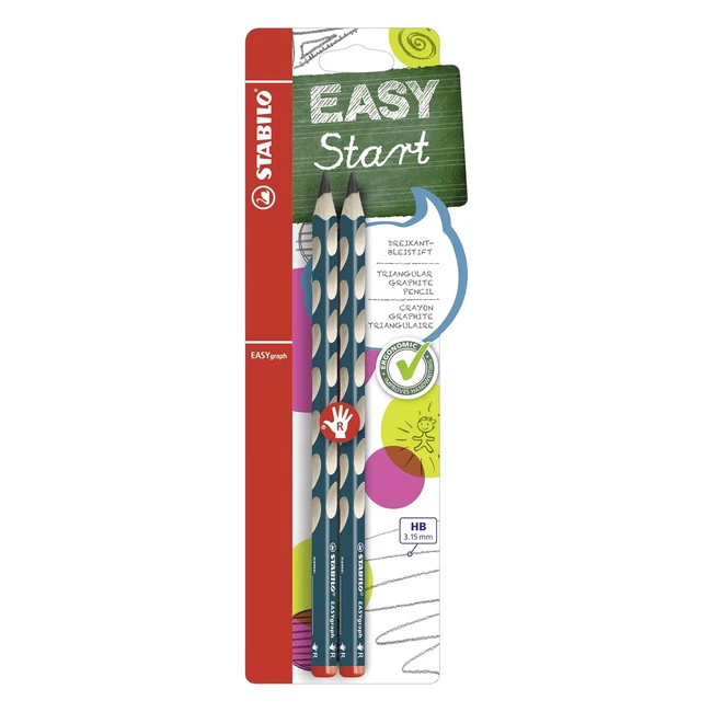 Ergonomischer Graphitstift Stabilo Easygraph Rechtshänder 2er Pack Petrol HB