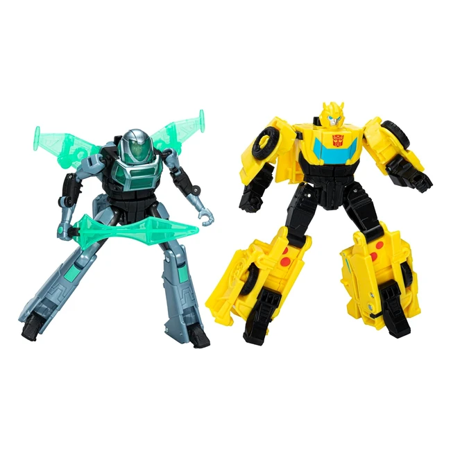 Transformers Earthspark Cybercombiner - Figuras Bumblebee y Mo Malto - 2 en 1