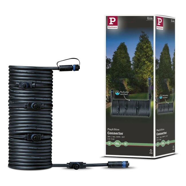 Paulmann 93930 Outdoor Plug IP68 10m Cable - Black Plastic