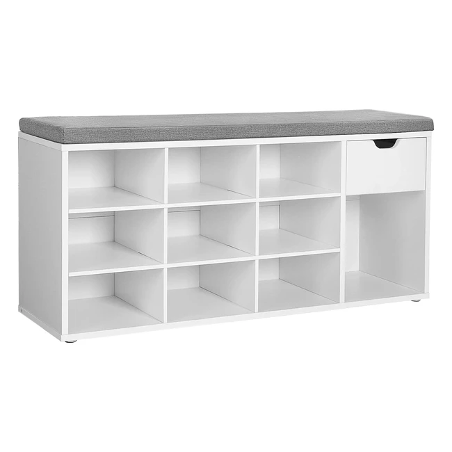 Banc  chaussures Vasagle avec tiroir et compartiments design moderne blanc e