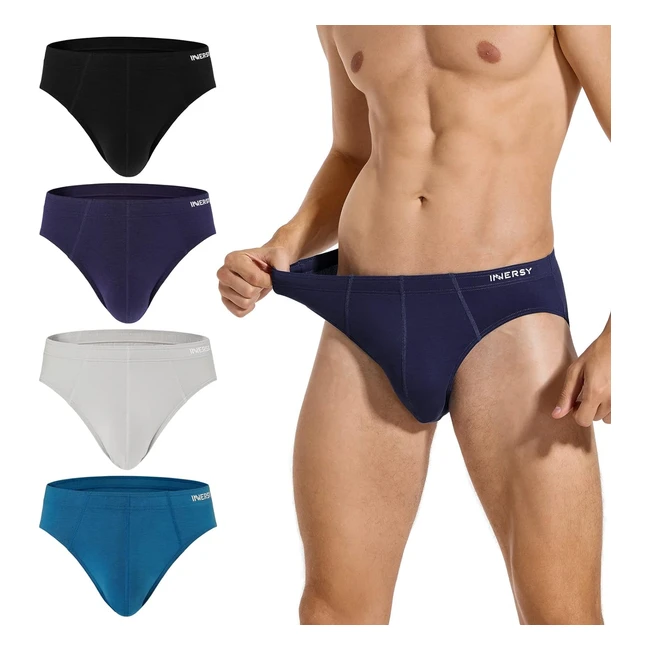 Innersy Slips Hombre Algodón Suave Calzoncillos Slip Cintura Cómoda Pack de 4