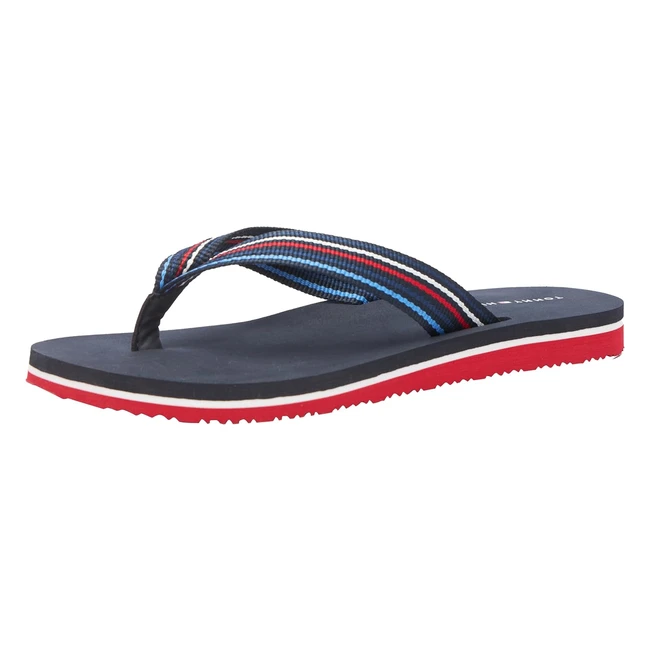 Tommy Hilfiger Women's TH Stripes Beach Sandal FW0FW07857 Flip Flop - Stylish and Comfortable
