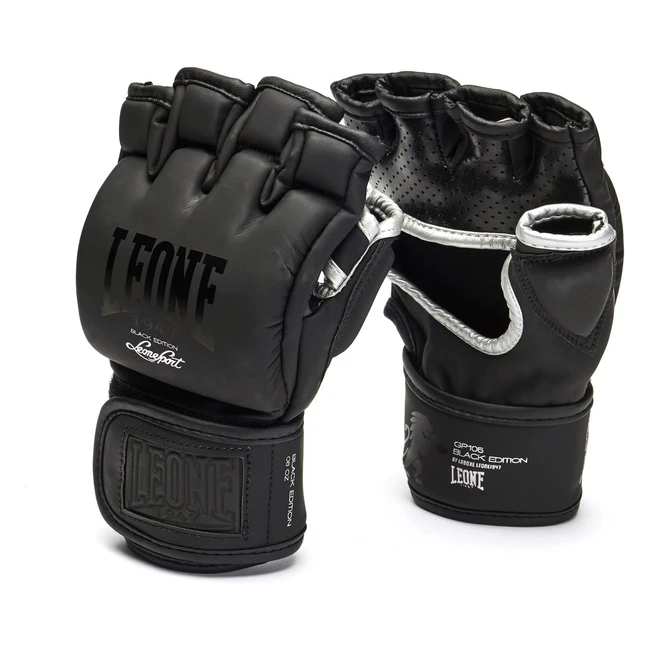 Guantes MMA Leone 1947 Black Edition Unisex Adulto - Ref. 12345 - Acolchado en Espalda y Dedos
