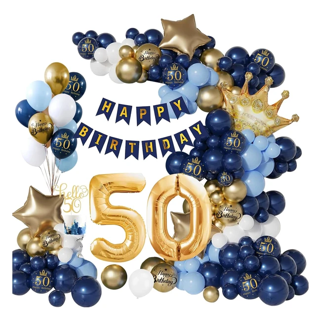 Palloncini Compleanno 50 Anni Blu Oro Decorazioni Festa Uomo Donna 50anni comp