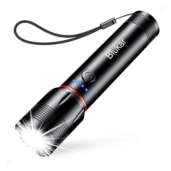 Lampe Torche LED Rechargeable Blukar Ultra Puissante IPX6 - 5 Modes Zoomable