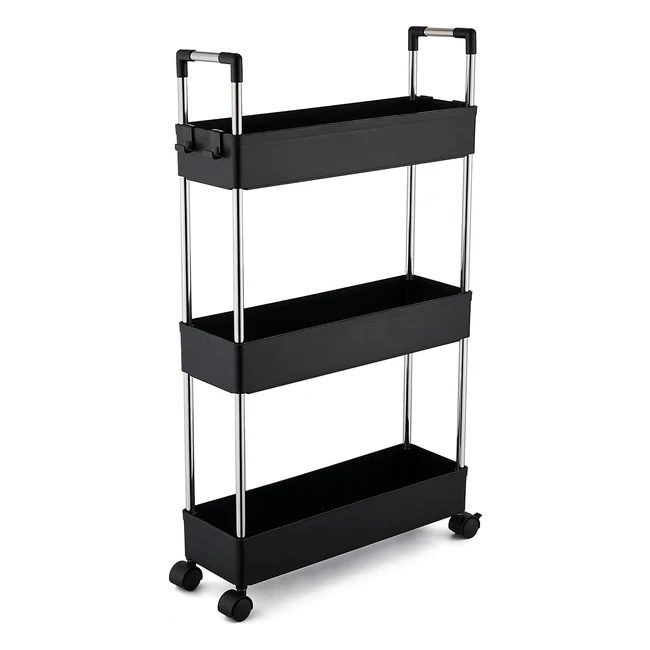 Carrito Cocina Qiufen 3 Niveles - Ahorra Espacio - Asa y Ganchos - 40 x 13 x 70 cm