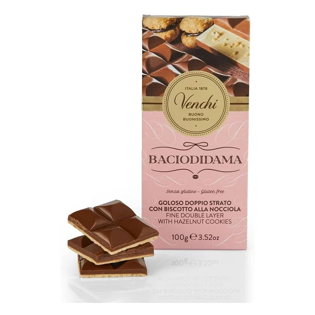 Venchi Tavoletta Baciodidama Gianduia Latte Biscotto Nocciole Piemonte IGP Bianc