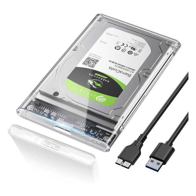 Caja Disco Duro 25 USB 30 - Posugear - Alta Velocidad - Transparente