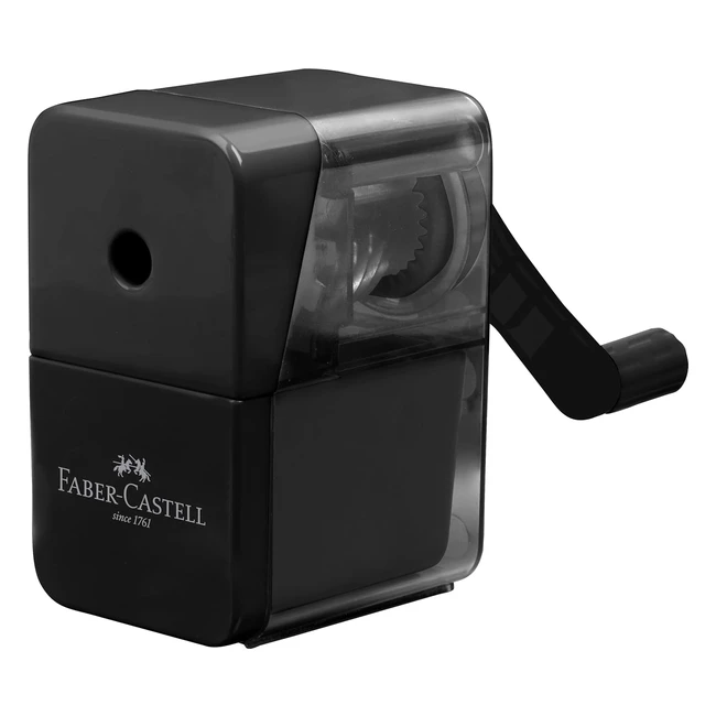 Faber-Castell 180984 Anspitzer mit Kurbel Schwarz - Hochwertige Klinge - Für runde, dreieckige und sechseckige Stifte