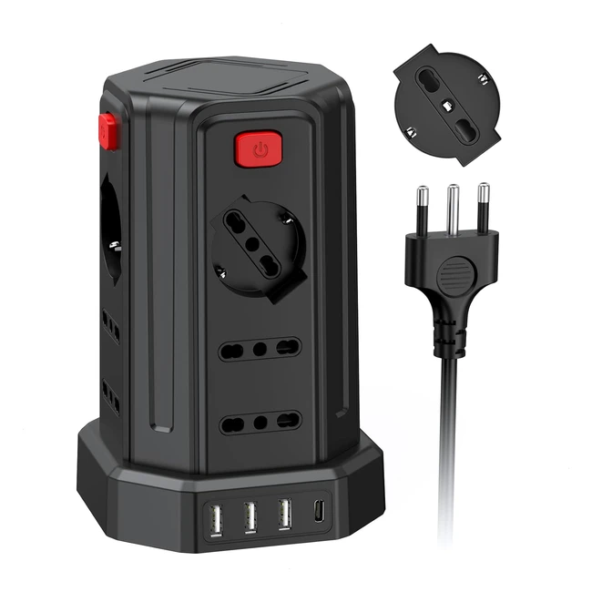 Ciabatta Elettrica Multipresa 3m 12 Prese Universali 1016A 4000W Nero