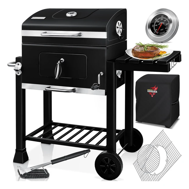 Kesser Grill Chariot XL Barbecue Charbon Acier Inoxydable Thermomtre