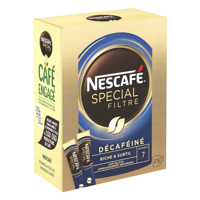 Nescafé Café Décaféiné Soluble 25x2g - Riche Saveur, 100% Pur Café