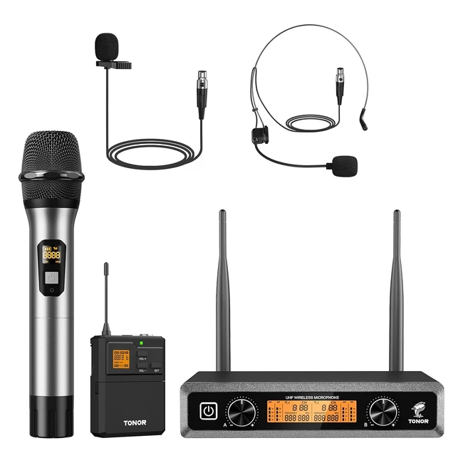 Tonor Sistema Microfono Inalambrico UHF 60m 2x10 Frecuencias
