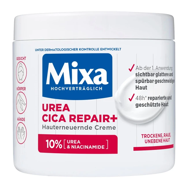 Mixa Urea Cica Repair Hauterneuernde Creme mit Urea & Niacinamid, 400ml - Repariert, glättet & spendet Feuchtigkeit