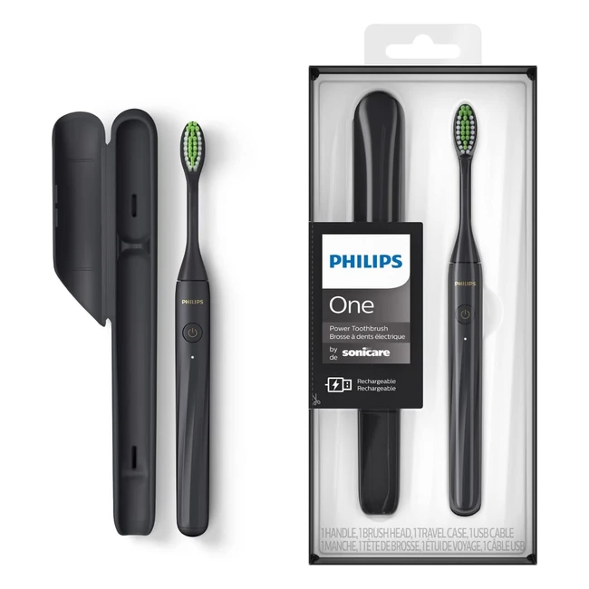 Philips One Elektrische Zahnbürste USB Schattenschwarz HY120006 - 13000 Mikrovibrationen - Reiseetui