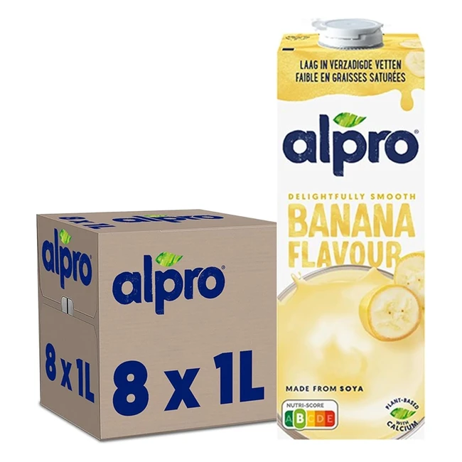 Alpro Boisson Végétale Soja Banane 1L Lot de 8x1L - Alternative 100% Végétale Sans Lactose