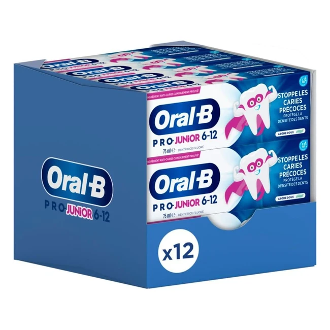 Dentifrice OralB Pro Junior 6-12 ans x12 - Protection anticaries et plaque denta