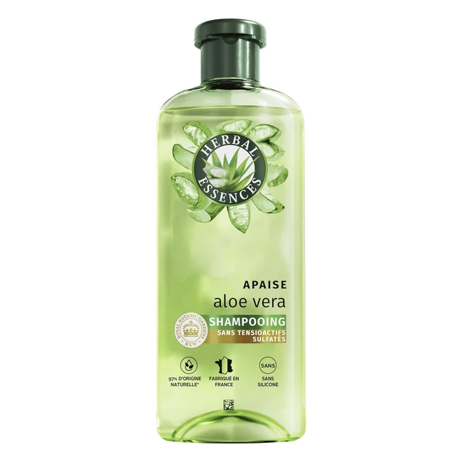 Shampoing hydratant Herbal Essences Aloe Vera 250ml - Hydrate, nettoie et nourrit les cheveux très secs - Parfum jasmin - Vegan