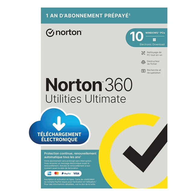 Norton Utilities Ultimate 2024 - 10 appareils - Nettoyage PC - Tout-en-un - Acc