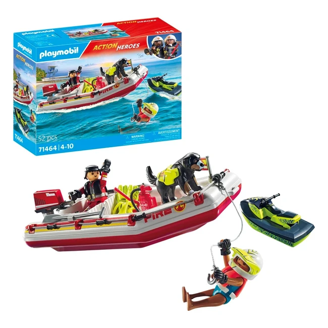 Playmobil Action Heroes 71464 Bote de Bomberos con Moto Acutica - Emocionante 