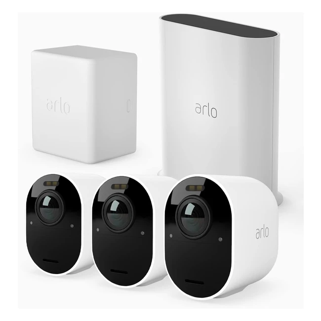 Arlo Ultra2 Auenberwachungskamera 4K HDR 3er Set  Gratis Batterie - Wei