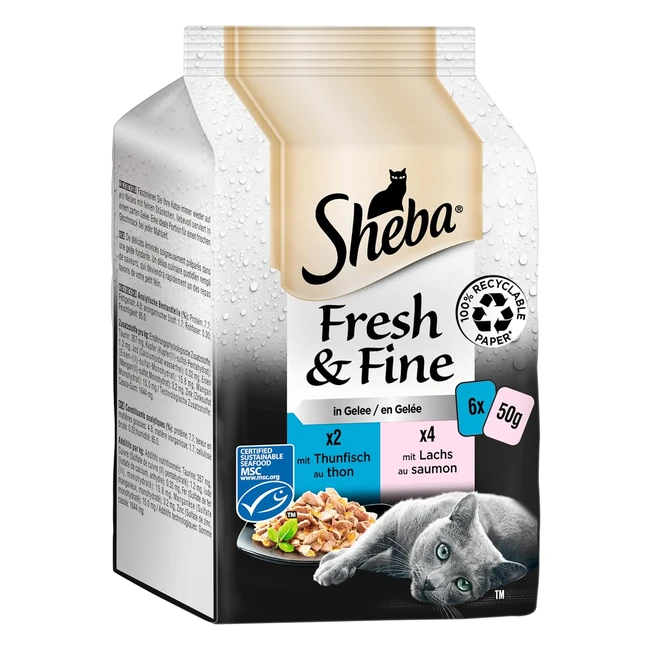 Sheba Fresh Feine in Gelee Hochwertiges Nassfutter Thunfisch und Lachs MSC 36 x 50 g