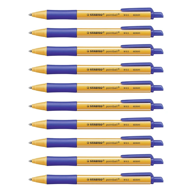 Stabilo Pointball Kugelschreiber 10er Pack Blau - Schnelles Schreiben, Rutschfester Griff, Nachfüllbar