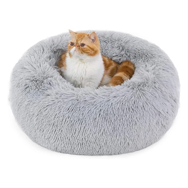 Cama Gato Antiestrs Invierno Bedsure Felpa Suave Lavable Gris Claro 50x50cm