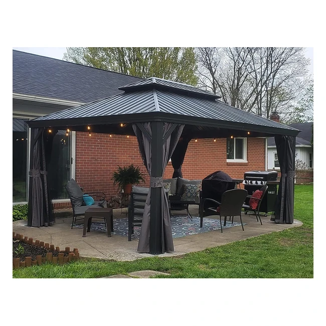 Purple Leaf Alu Pavillon 3 x 425 m wasserdicht stabil - Winterfest Gartenpavillon mit Stahldach