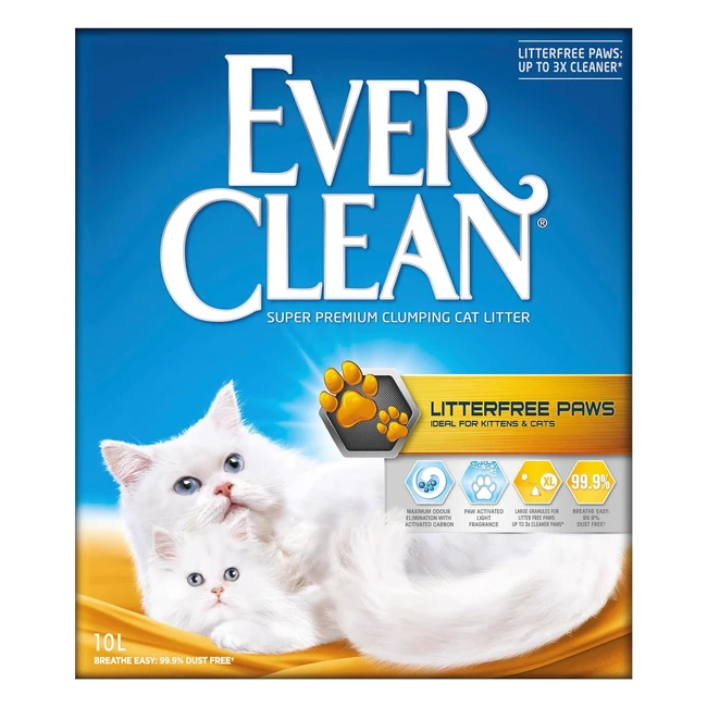 Ever Clean Litterfree Paws Katzenstreu 10L - Saubere Pfoten Geruchsneutral Sta