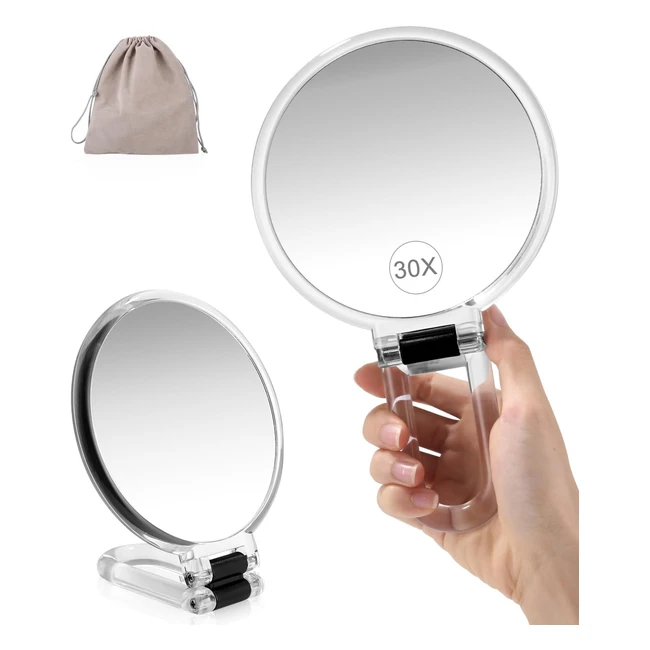 Specchio ingranditore 30x Leazzle portatile per viaggio con supporto regolabile 