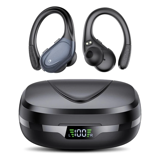 Auriculares Bluetooth Cascho 53 Deportivos 60h LED HD Bajo IPX7 Negro