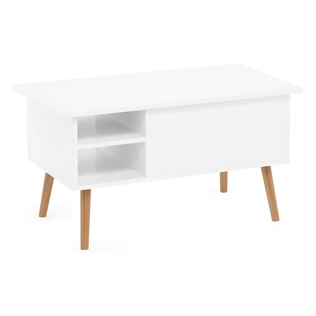 Tavolino da Salotto Furinno con Gambe in Legno Bianco 4801D x 8999W x 4760H cm