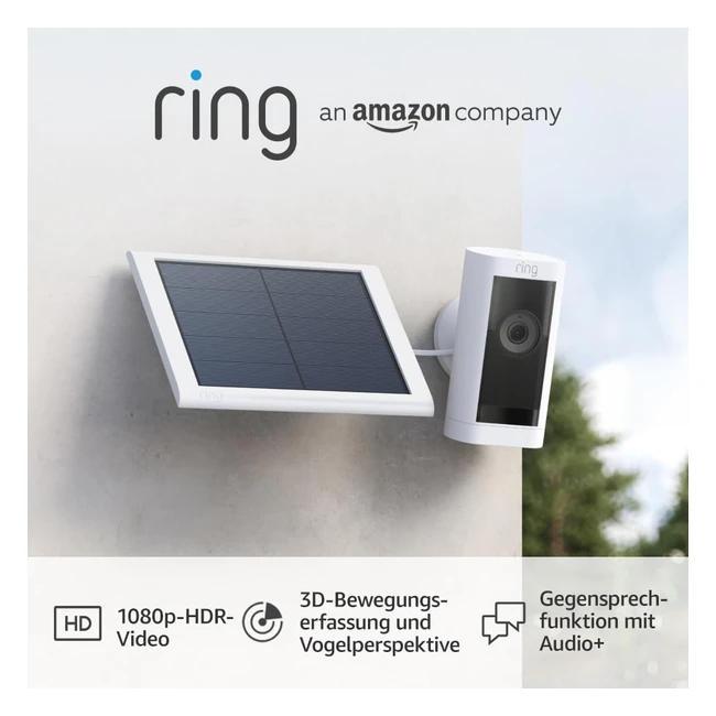 Ring Stick Up Cam Pro Solar by Amazon - Outdoor Sicherheitskamera 1080p HDR Vide