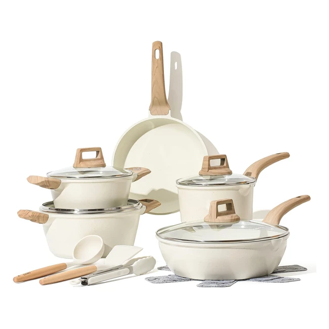 Carote Juego de Sartenes Antiadherentes 14 Piezas - Induccion 24cm - Ollas Cocina 17234L - Wok 28cm - Menaje de Cocina