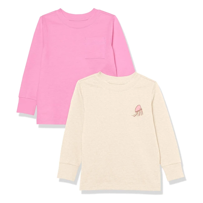 T-shirt Amazon Essentials a maniche lunghe unisex bambini, pacco da 2