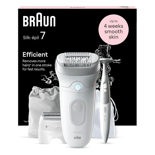Braun Silk-épil 7 - Épilateur avec tête large - Peau douce longue durée - Tête de rasoir - Femmes - Sabot tondeuse - Maillot 7241 Blanc/Argent