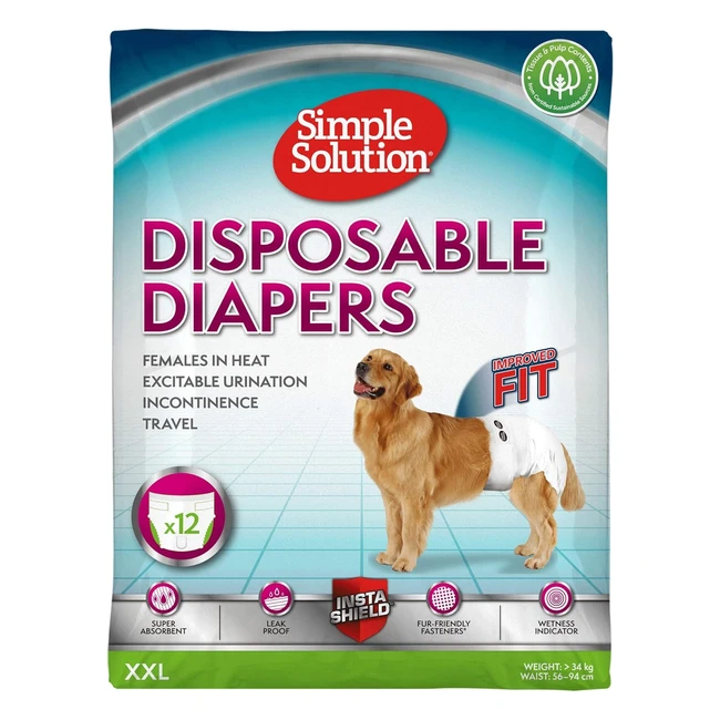 Couches jetables pour chiens femelles Simple Solution XXL super absorbantes et a