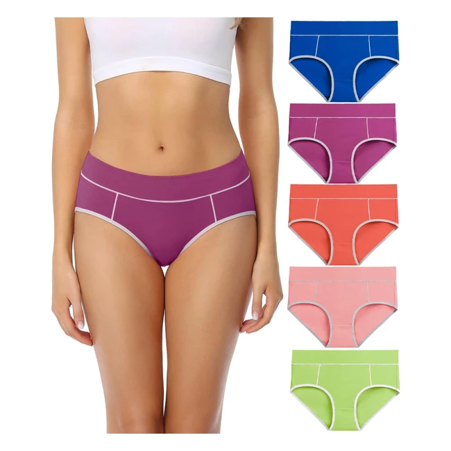 Pack 5 Bragas Mujer Algodón Cintura Midi - Wirarpa Ref. 1234