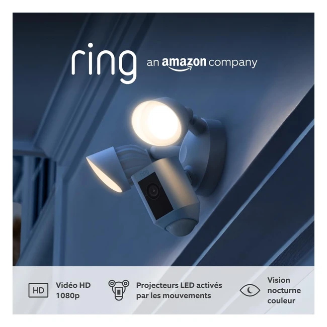 Ring Floodlight Cam Wired Plus HD 1080p LED Sirene Alexa - Essai Gratuit 30 Jour