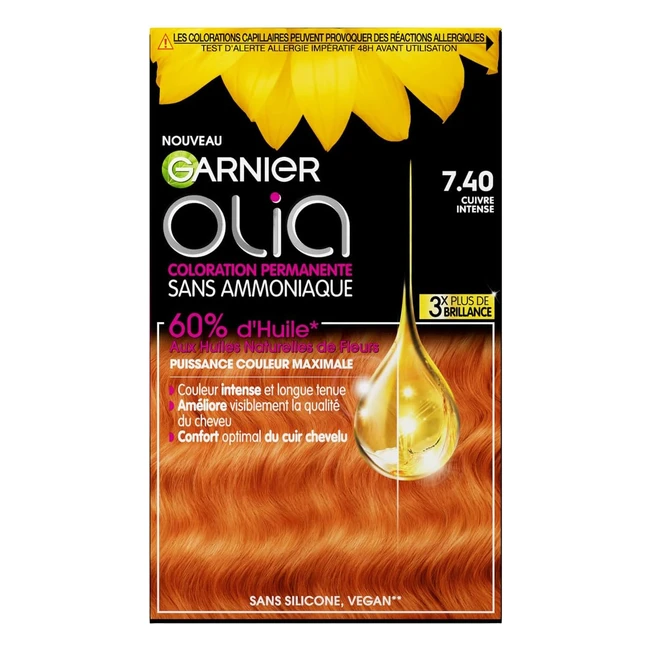 Coloration Permanente Garnier Olia Vivids Cuivre Intense 740 Sans Ammoniaque