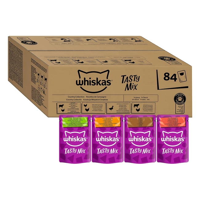 Whiskas Adult 1 Katzen-Nassfutter Tasty Mix Country Collection in Sauce 84 Portionsbeutel 84x85g 1 Gropackung