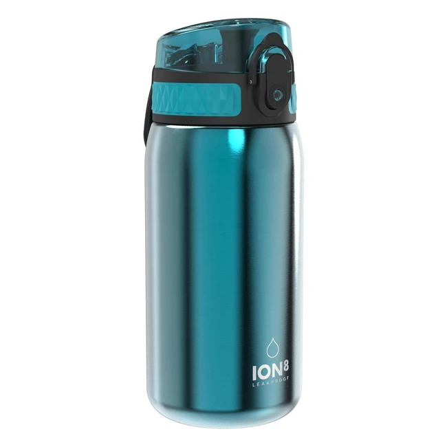 Botella de Agua Ion8 para Niños 400ml Acero Inoxidable Fugas Cierre Seguro
