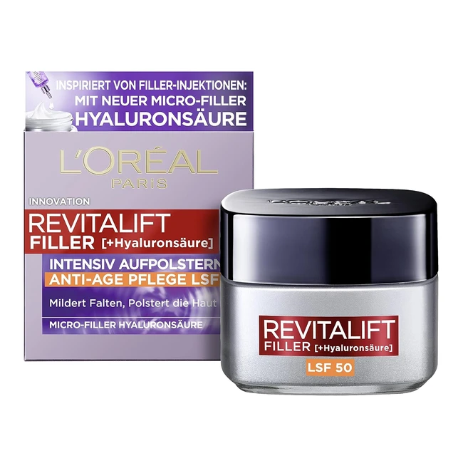 LOral Paris Revitalift Filler Tagescreme SPF 50 - Anti-Aging Hyaluronsure P