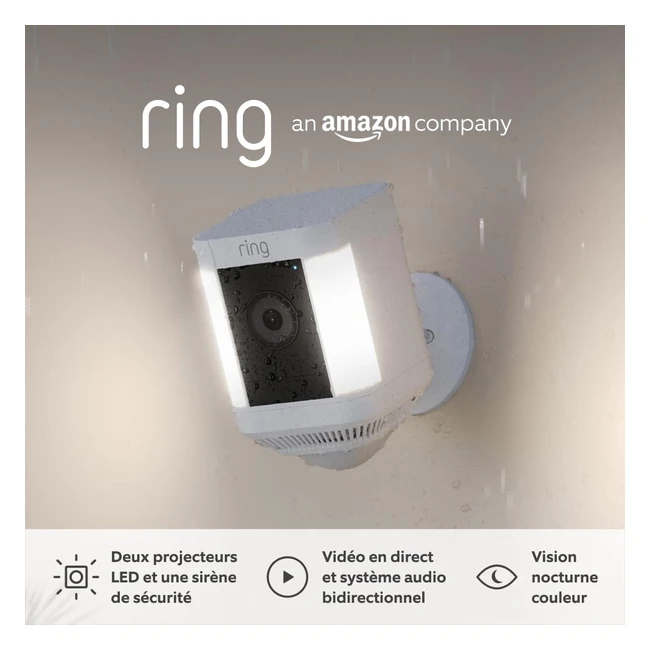 Ring Camra Spotlight Plus Sans Fil - 1080p HD - Audio Bidirectionnel