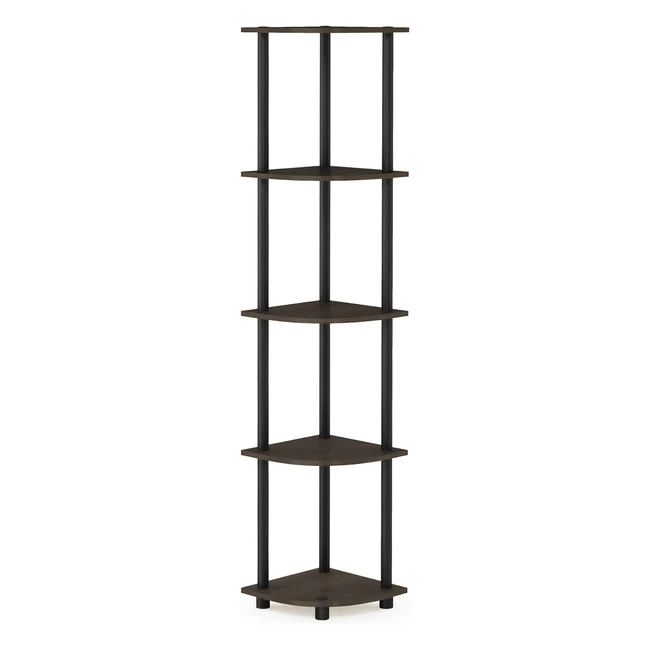 Ripiano Angolare Furinno 5 Ripiani Dark Brown Grainblack 5 Livelli