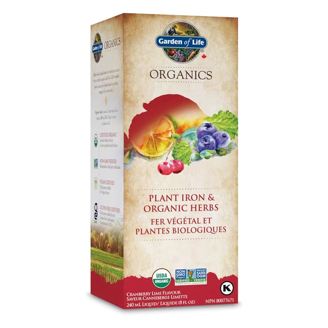 Garden of Life MyKind Organics Plant Iron 240ml - Integratore Alimentare Bio